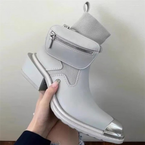 Designer Men's Black Leather Ankle Boots with Thick Sole
