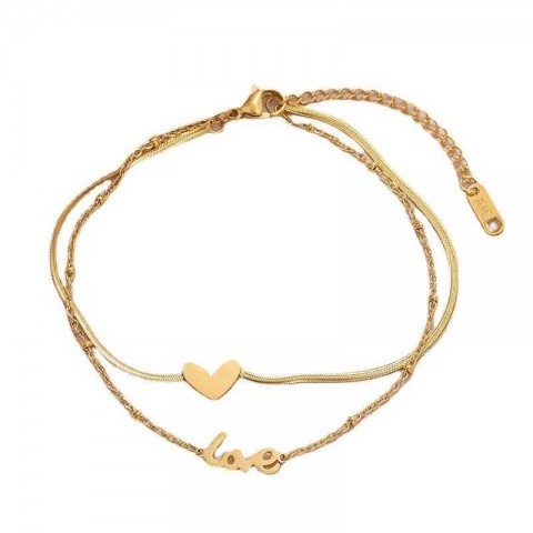 Luxury Women's Heart-Shaped Stainless Steel Anklet W240815