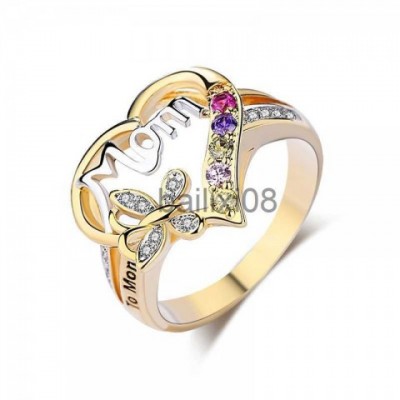Exquisite Hollow Heart Crystal Ring for Women - Mother's Day Gift