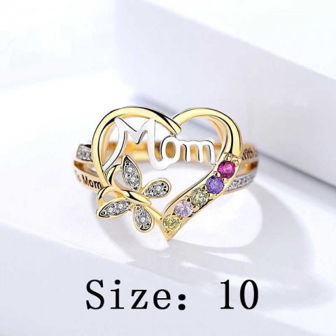 Exquisite Hollow Heart Crystal Ring for Women - Mother's Day Gift