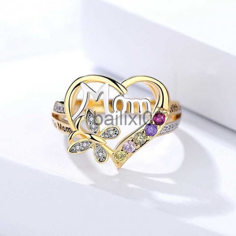 Exquisite Hollow Heart Crystal Ring for Women - Mother's Day Gift