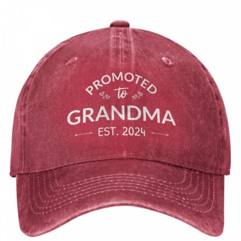 Promoted To Grandma Est Cowboy Baseball Cap - Silk Material, Sun Protection, Retro Style for Men & Women