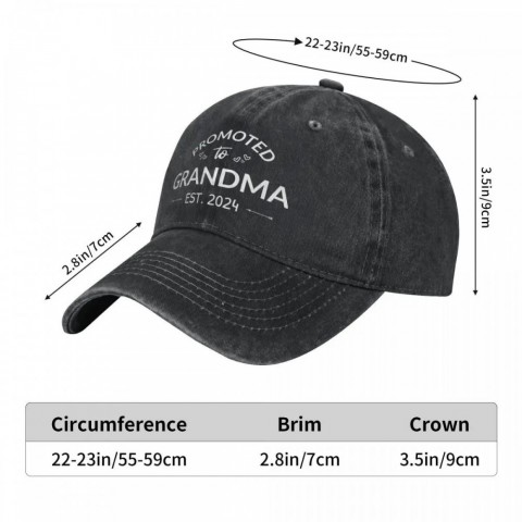 Promoted To Grandma Est Cowboy Baseball Cap - Silk Material, Sun Protection, Retro Style for Men & Women