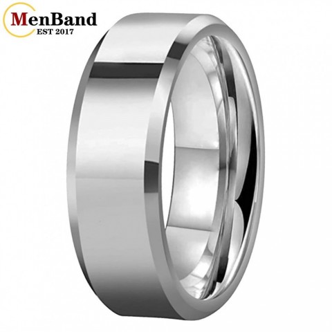 MenBand Premium Artificial Gold Tungsten Carbide Wedding Ring, 6/8MM Beveled Edges, Unisex Comfort Fit