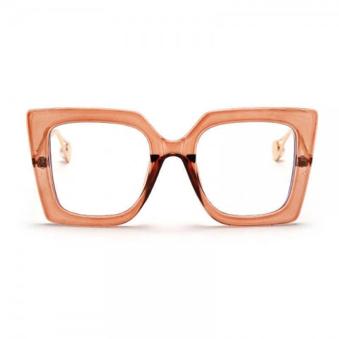 Vintage Square Yellow Alloy Glasses for Women