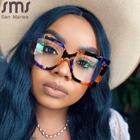 Vintage Square Yellow Alloy Glasses for Women