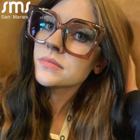 Vintage Square Yellow Alloy Glasses for Women