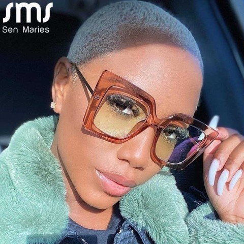 Vintage Square Yellow Alloy Glasses for Women