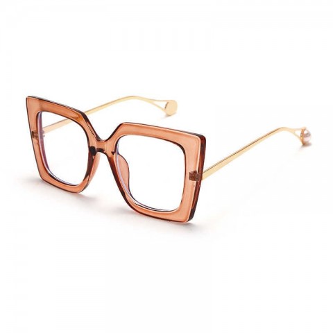 Vintage Square Yellow Alloy Glasses for Women