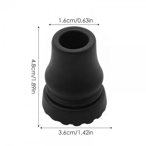 2PC Rubber Tips for Hiking Poles and Walking Sticks - Solid Wood T-Handle
