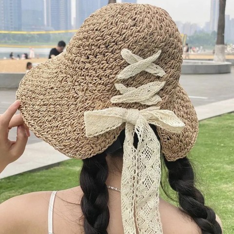 Fairy Lace Strap Silk Cowboy Wide Brim Hat for Men