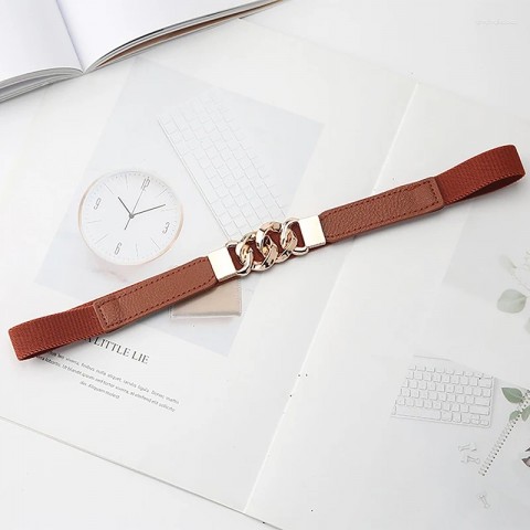 Women's Narrow Genuine Leather Belts with Golden Animal Buckle for Summer