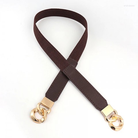 Women's Narrow Genuine Leather Belts with Golden Animal Buckle for Summer