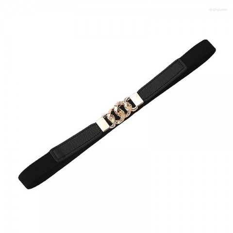 Women's Narrow Genuine Leather Belts with Golden Animal Buckle for Summer