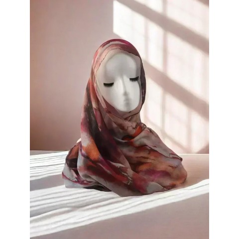 Watercolour Floral Print Lightweight Soft Cotton Rayon Viscose Muslim Women Hijab Shawl 250115