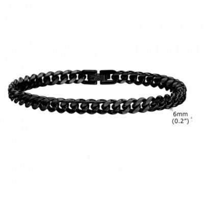 Vnox Men's 14K Gold Plated Bold Cuban Chain Bracelet, Black Turquoise Stone, Classic Link Design