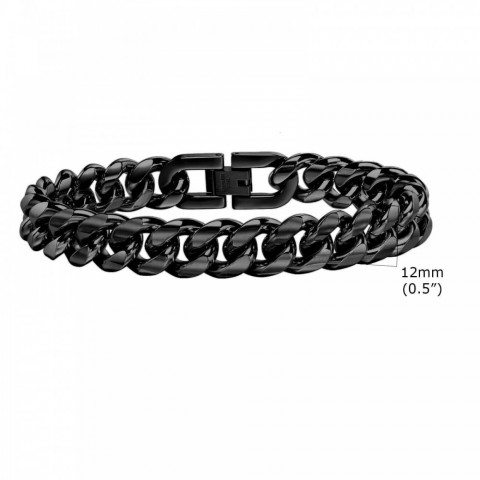 Vnox Men's 14K Gold Plated Bold Cuban Chain Bracelet, Black Turquoise Stone, Classic Link Design