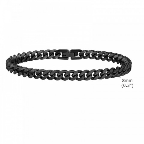 Vnox Men's 14K Gold Plated Bold Cuban Chain Bracelet, Black Turquoise Stone, Classic Link Design