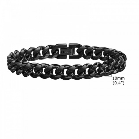 Vnox Men's 14K Gold Plated Bold Cuban Chain Bracelet, Black Turquoise Stone, Classic Link Design