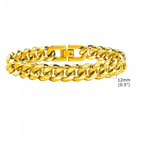 Vnox Men's 14K Gold Plated Bold Cuban Chain Bracelet, Black Turquoise Stone, Classic Link Design
