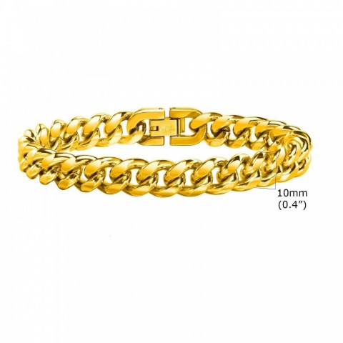 Vnox Men's 14K Gold Plated Bold Cuban Chain Bracelet, Black Turquoise Stone, Classic Link Design