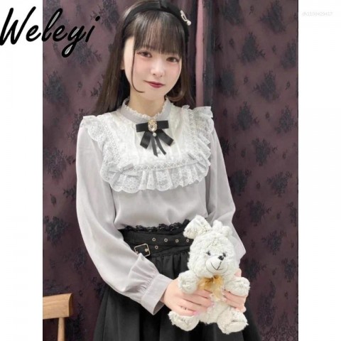 Women's Kawaii Rojita Lace Blouse - Versatile Autumn College Style
