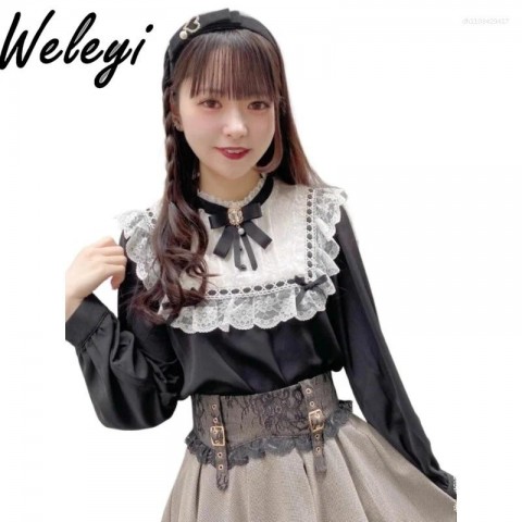 Women's Kawaii Rojita Lace Blouse - Versatile Autumn College Style