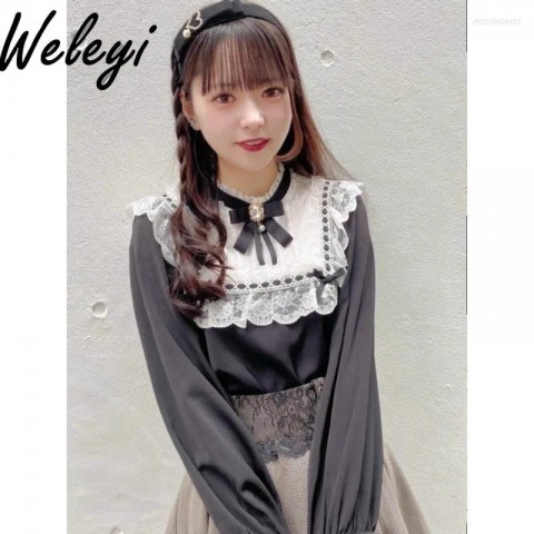 Women's Kawaii Rojita Lace Blouse - Versatile Autumn College Style