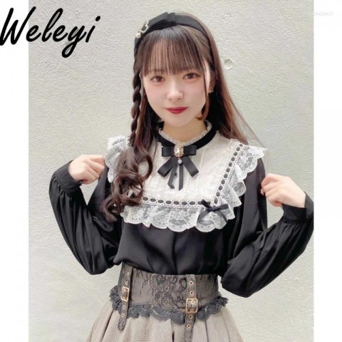 Women's Kawaii Rojita Lace Blouse - Versatile Autumn College Style