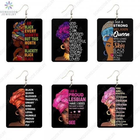 Somesoor African Print Dangle Chandelier Earrings for Women