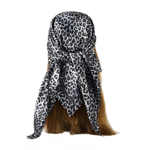Leopard Print Square Silk Scarf for Women - Soft and Stylish 90cm Foulard
