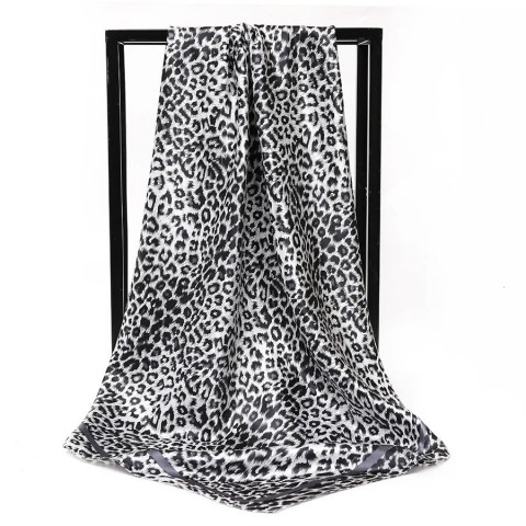 Leopard Print Square Silk Scarf for Women - Soft and Stylish 90cm Foulard