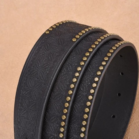 Fashionable Golden Buckle Men's Leather Belt with Eagle Head Design