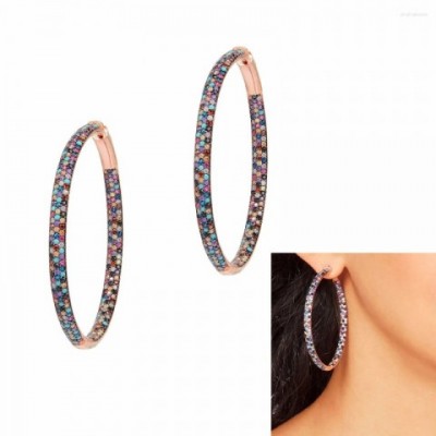 Stud Earrings Women's Mix Color 50mm Round Cubic Zirconia Classic Top Quality