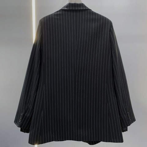 Women's Preppy Polyester Stripe Casual Suit Blazers