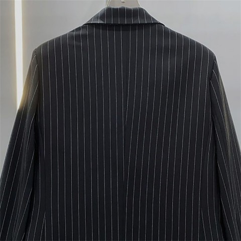 Women's Preppy Polyester Stripe Casual Suit Blazers