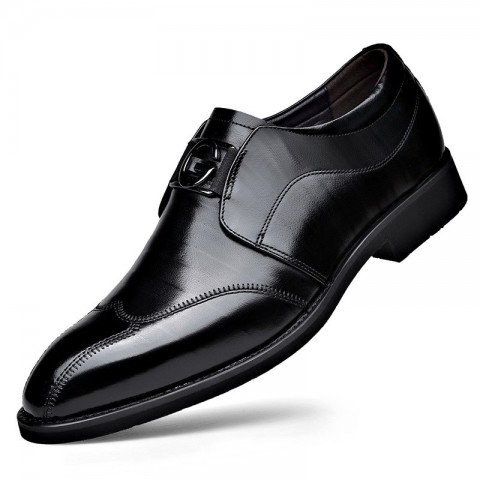 2024 Casual Leather Business Shoes for Men with Embroidered Pointed Toes
