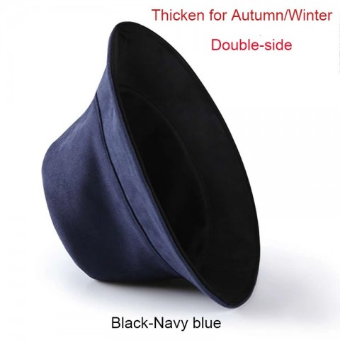 Super Large Winter Warm Panama Hat for Men - Thick Velvet Bucket Hat with Broad Brim