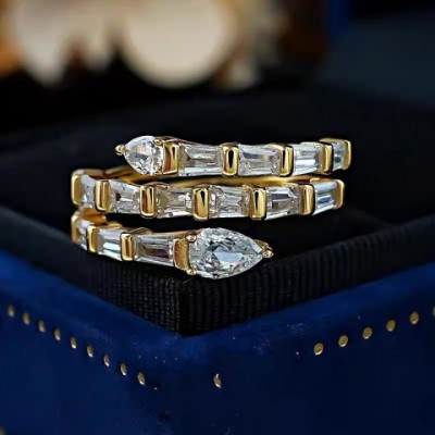 choucong 2025 Elegant Women's Wedding Ring with 925 Sterling Silver and Pear-Shaped Moissanite