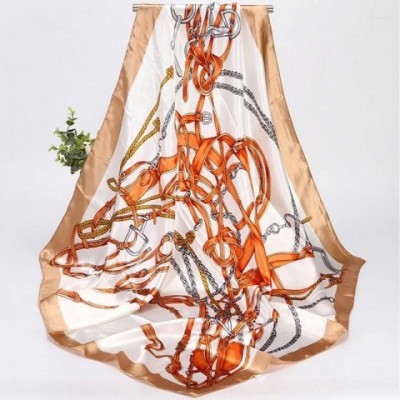 Elegant 90cm Square Silk Scarf for Women - Muslim Chiffon Hijab