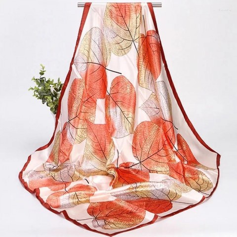 Elegant 90cm Square Silk Scarf for Women - Muslim Chiffon Hijab