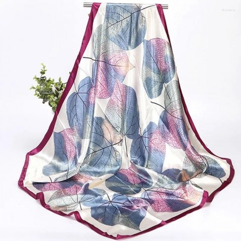 Elegant 90cm Square Silk Scarf for Women - Muslim Chiffon Hijab