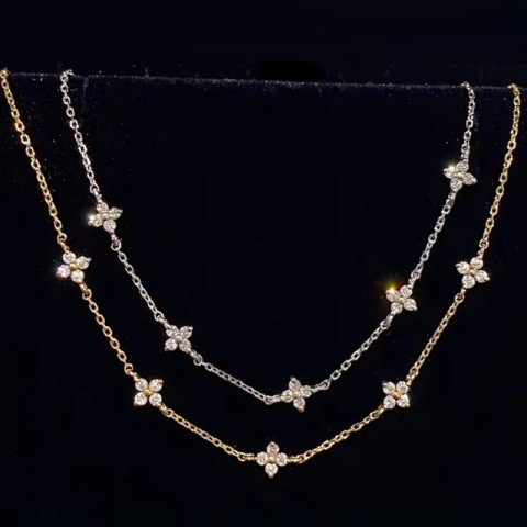 Dainty 14k Gold Plated Sterling Silver Four Leaf Clover Charm Bracelet for Women