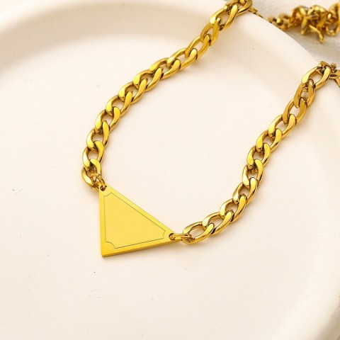 Designer 18K Gold Plated Triangle Pendant Necklace for Unisex