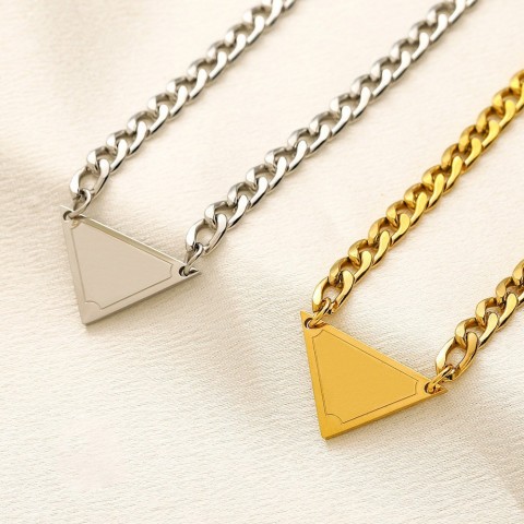 Designer 18K Gold Plated Triangle Pendant Necklace for Unisex