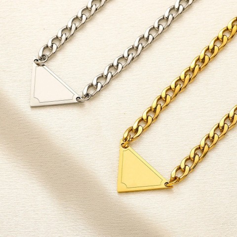Designer 18K Gold Plated Triangle Pendant Necklace for Unisex
