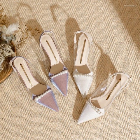 Pearl Embellished Women's Thick Heel Pumps
