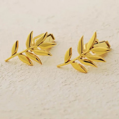 Personalized Olive Branch Cufflinks for Men - Stainless Steel Custom Gift