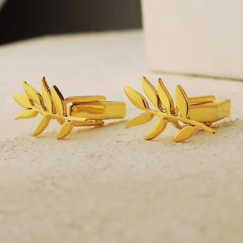Personalized Olive Branch Cufflinks for Men - Stainless Steel Custom Gift