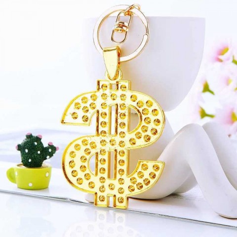Luxury Kirsite Dollar Symbol Keychain for Women